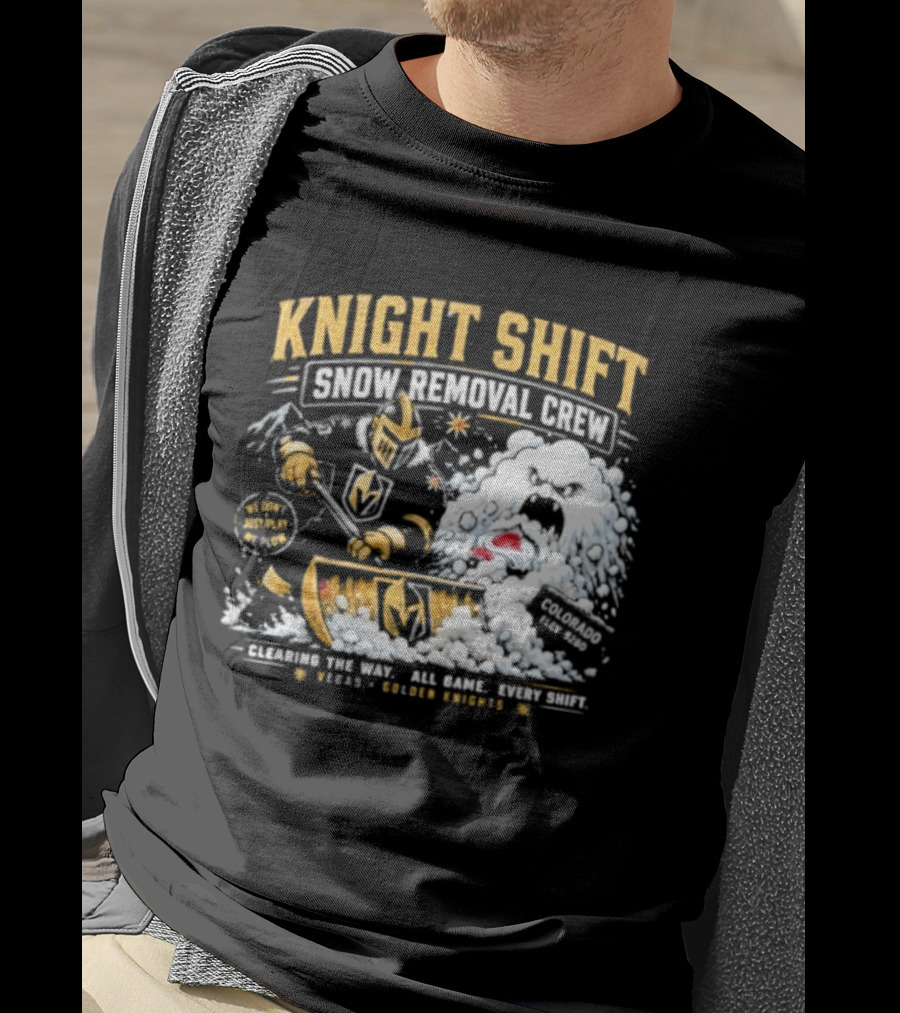 Vegas Golden Knights Knight Shift Snow Removal Crew Vs Colorado Avalanche Snow Battle T-Shirt