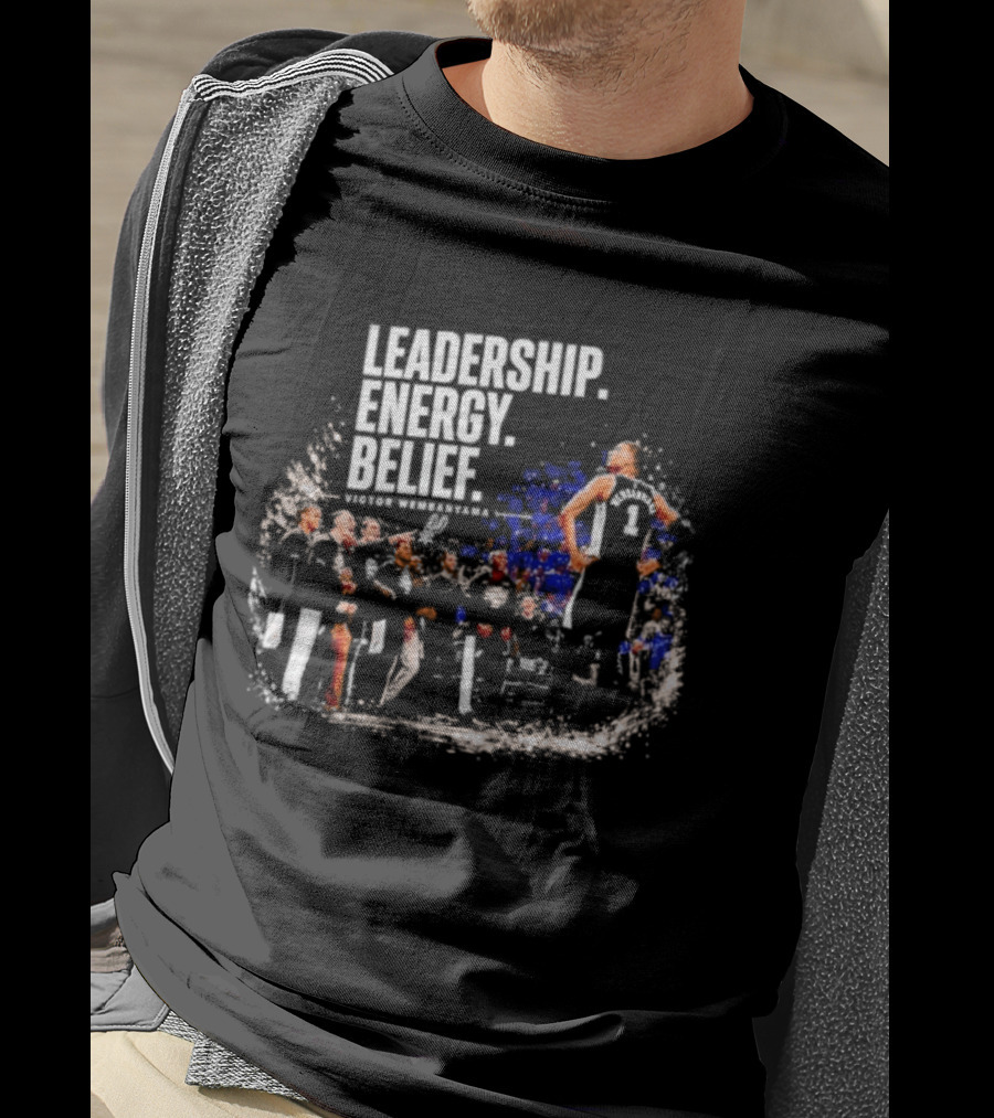 Leadership Energy Belief Victor Wembanyama Basketball Team Triumph T-Shirt