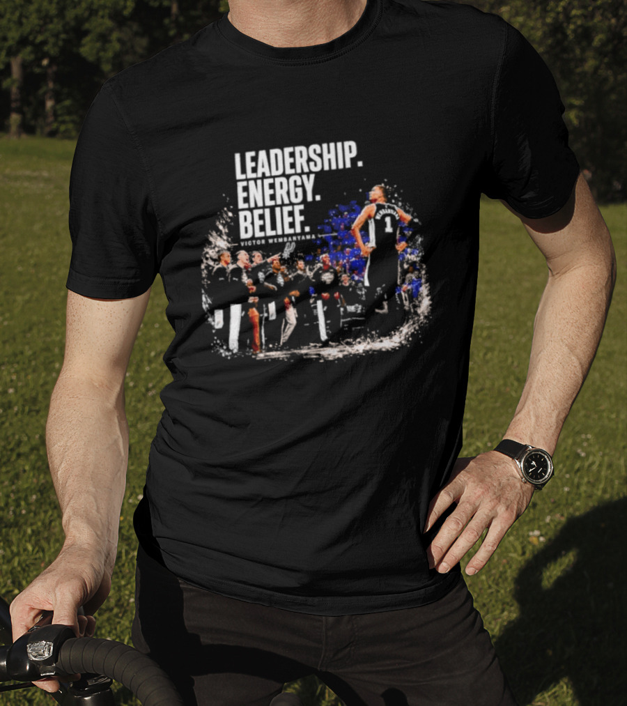 Leadership Energy Belief Victor Wembanyama Basketball Team Triumph T-Shirt
