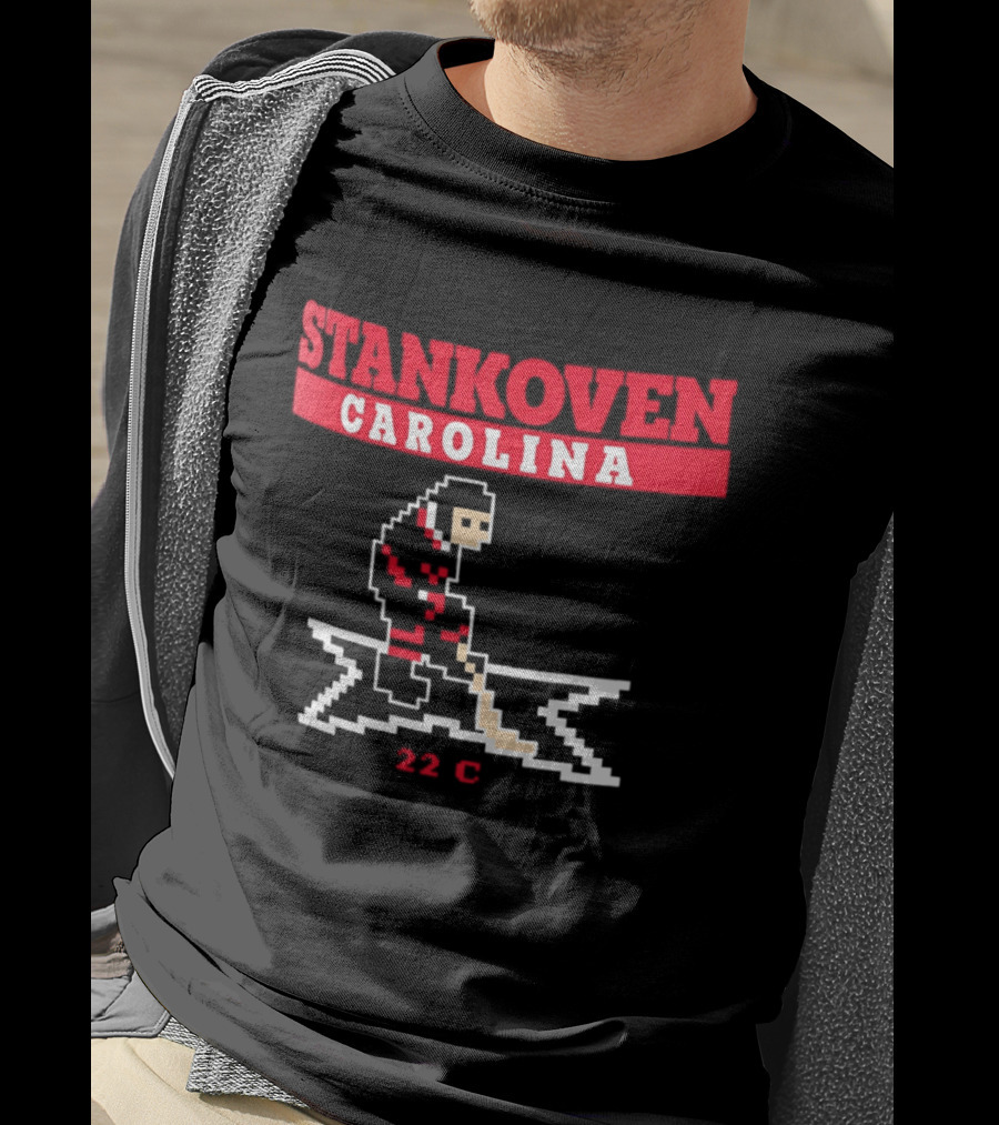 Logan Stankoven Carolina Hurricanes 22C Pixel Hockey T-Shirt