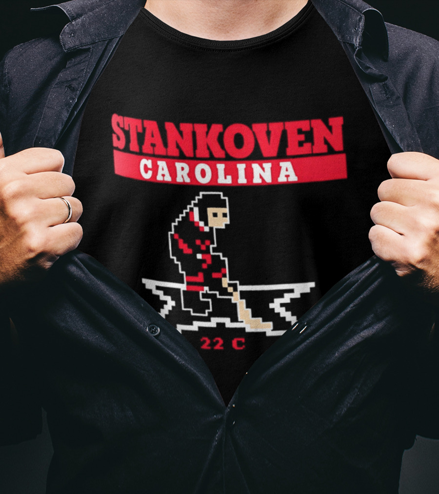 Logan Stankoven Carolina Hurricanes 22C Pixel Hockey T-Shirt