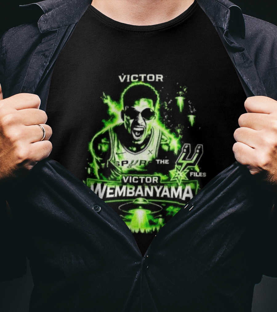 Victor Wembanyama Spurs Alien UFO Basketball 1 21 Timely Files T-Shirt