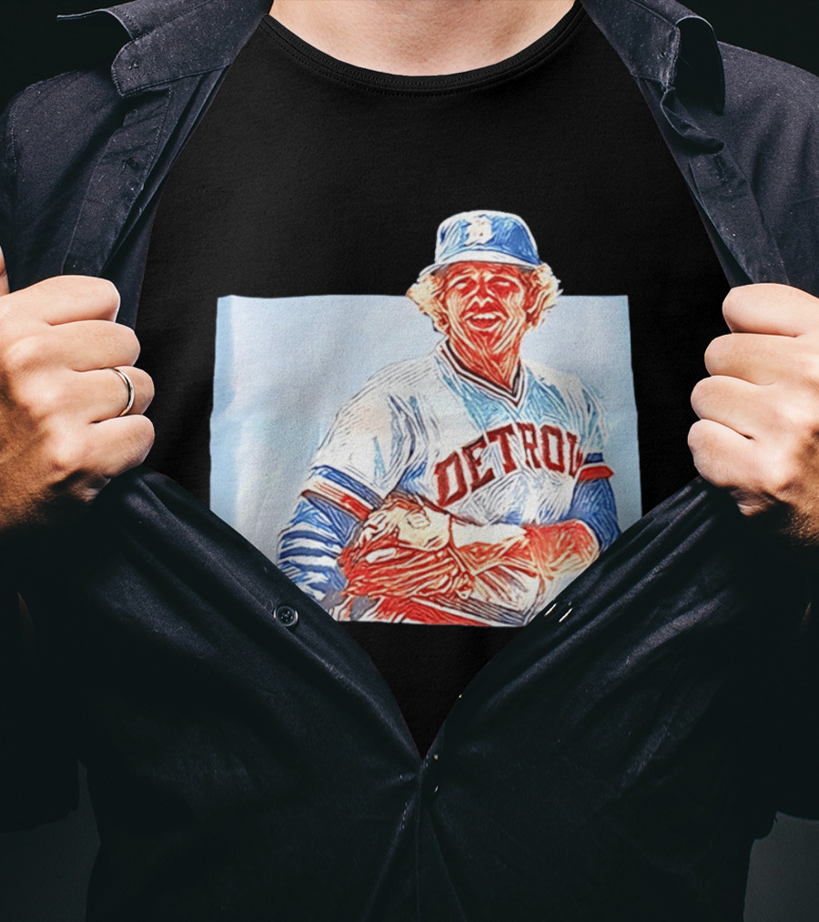 Detroit Tigers Mark Fidrych Vintage Baseball T-Shirt