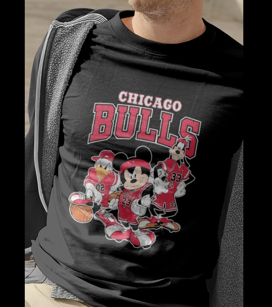 Mickey Mouse Donald Duck Goofy Chicago Bulls Jerseys Basketball T-Shirt