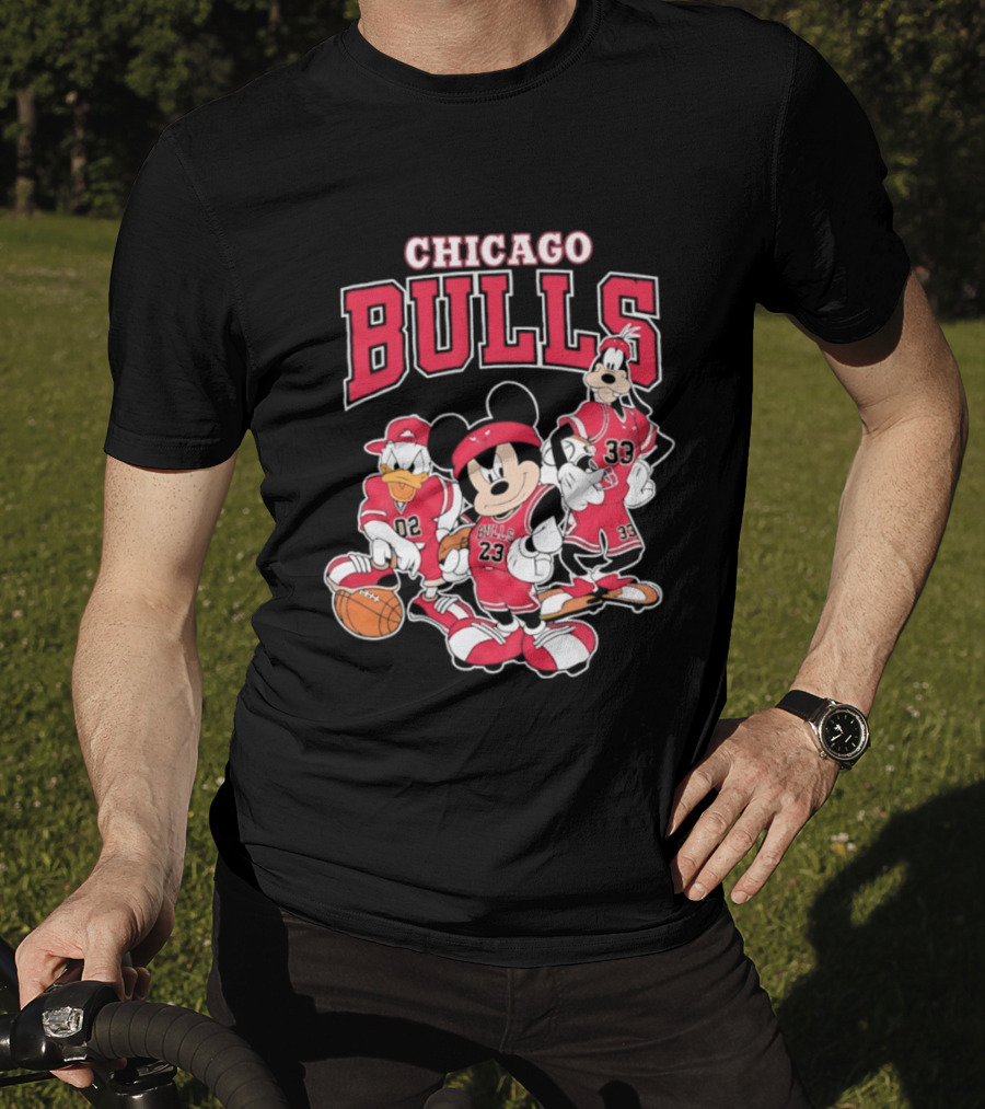 Mickey Mouse Donald Duck Goofy Chicago Bulls Jerseys Basketball T-Shirt