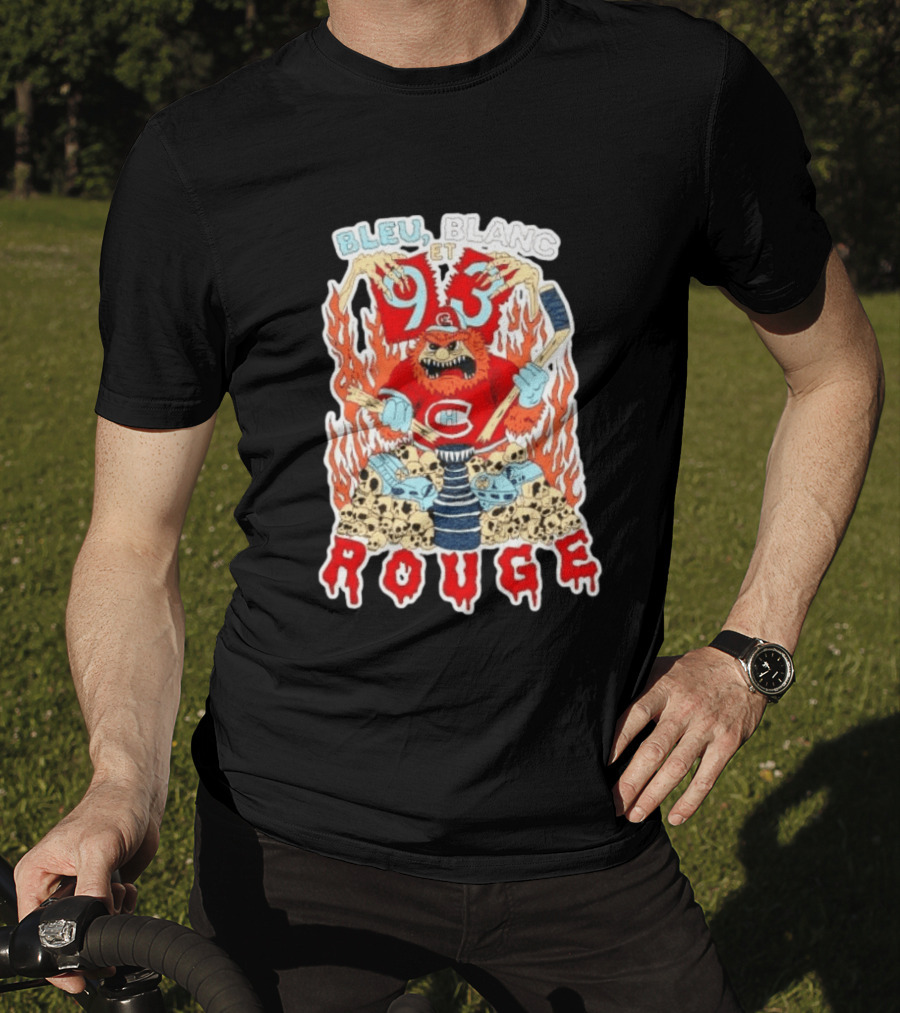 Bleu Blanc Et Rouge 93 Canadiens Hockey Monster T-Shirt