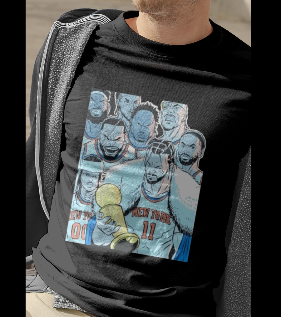 New York Knicks 2026 Invincible Indefensible Trophy Comic Style Basketball Team T-Shirt