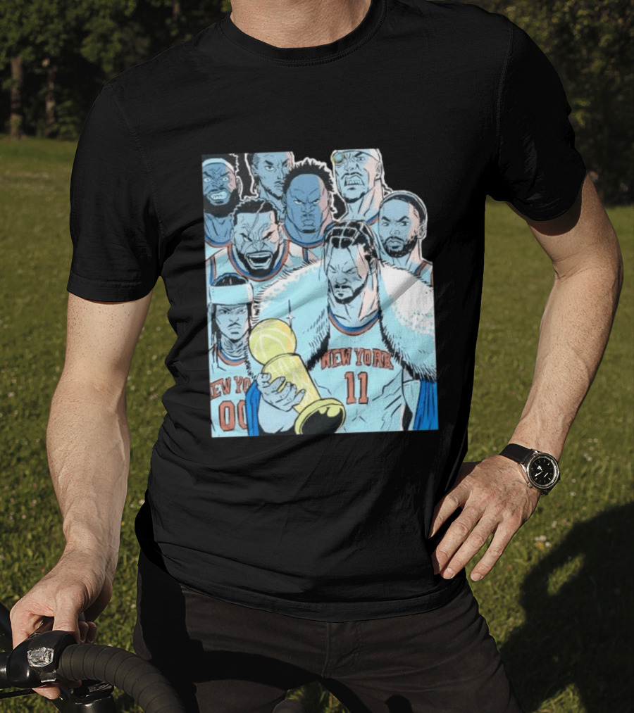 New York Knicks 2026 Invincible Indefensible Trophy Comic Style Basketball Team T-Shirt