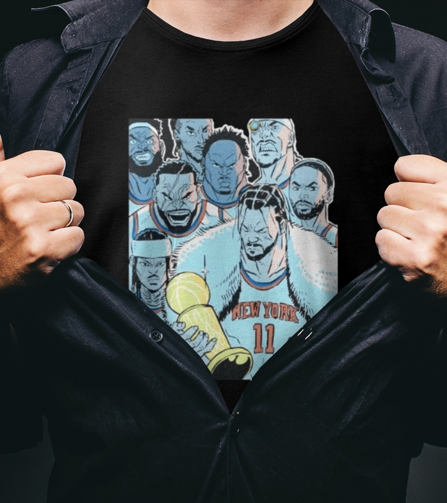 New York Knicks 2026 Invincible Indefensible Trophy Comic Style Basketball Team T-Shirt