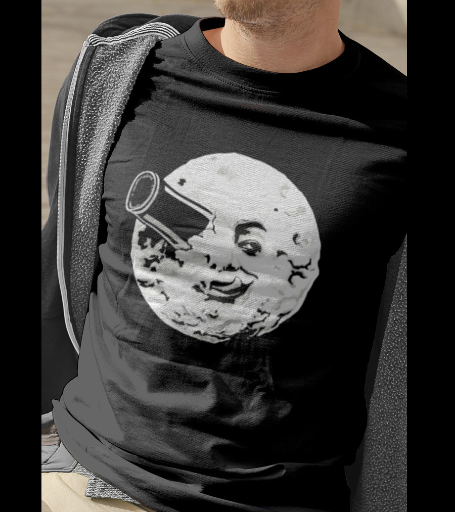A Creamy Trip To The Moon Face Icon Rocket Classic Vintage Movie Scene T-Shirt
