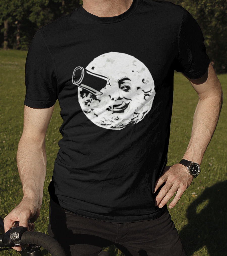 A Creamy Trip To The Moon Face Icon Rocket Classic Vintage Movie Scene T-Shirt