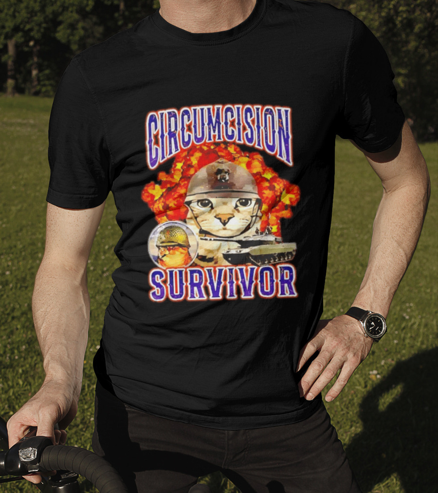 Circumcision Survivor Cat Explosion Tank Helmet T-Shirt