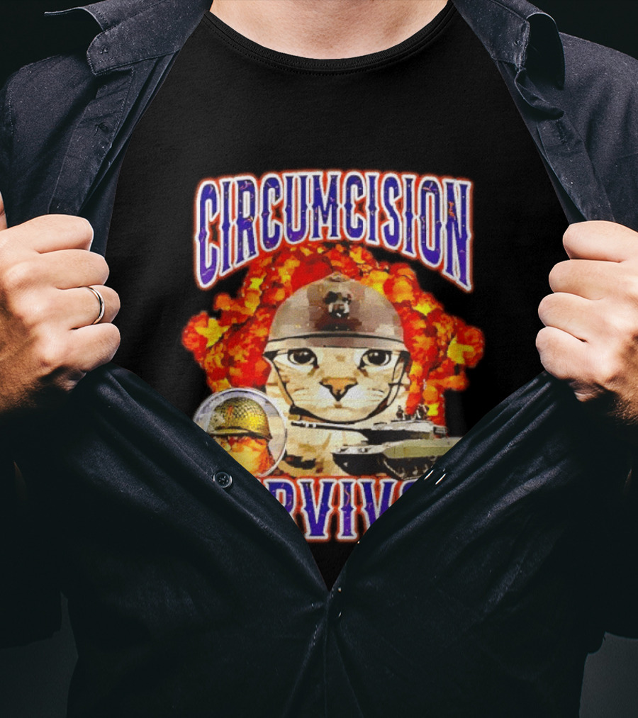 Circumcision Survivor Cat Explosion Tank Helmet T-Shirt