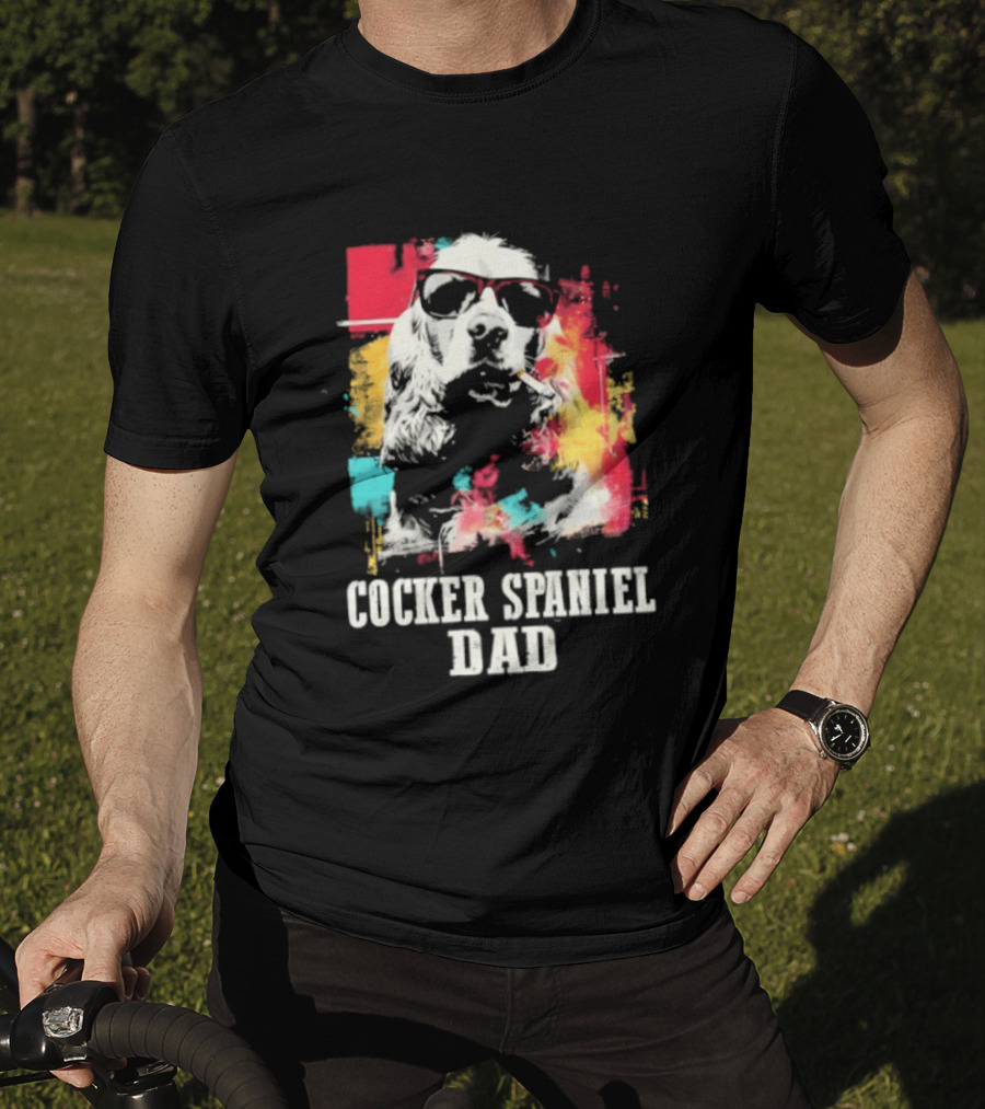 Cocker Spaniel Dad Colorful Sunglasses Father's Day 2026 T-Shirt