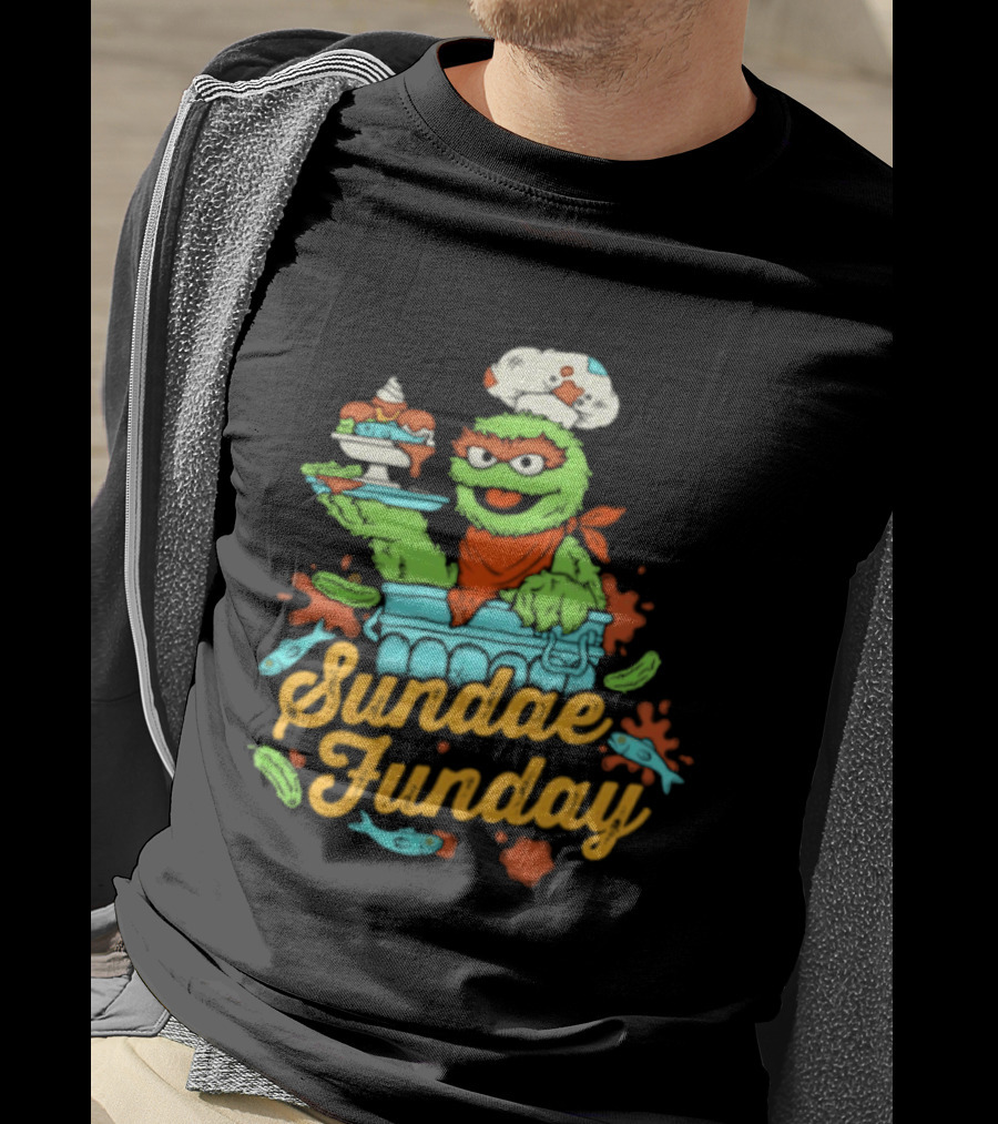 Oscar The Grouch Sundae Funday Chef Hat Dessert Landfill T-Shirt