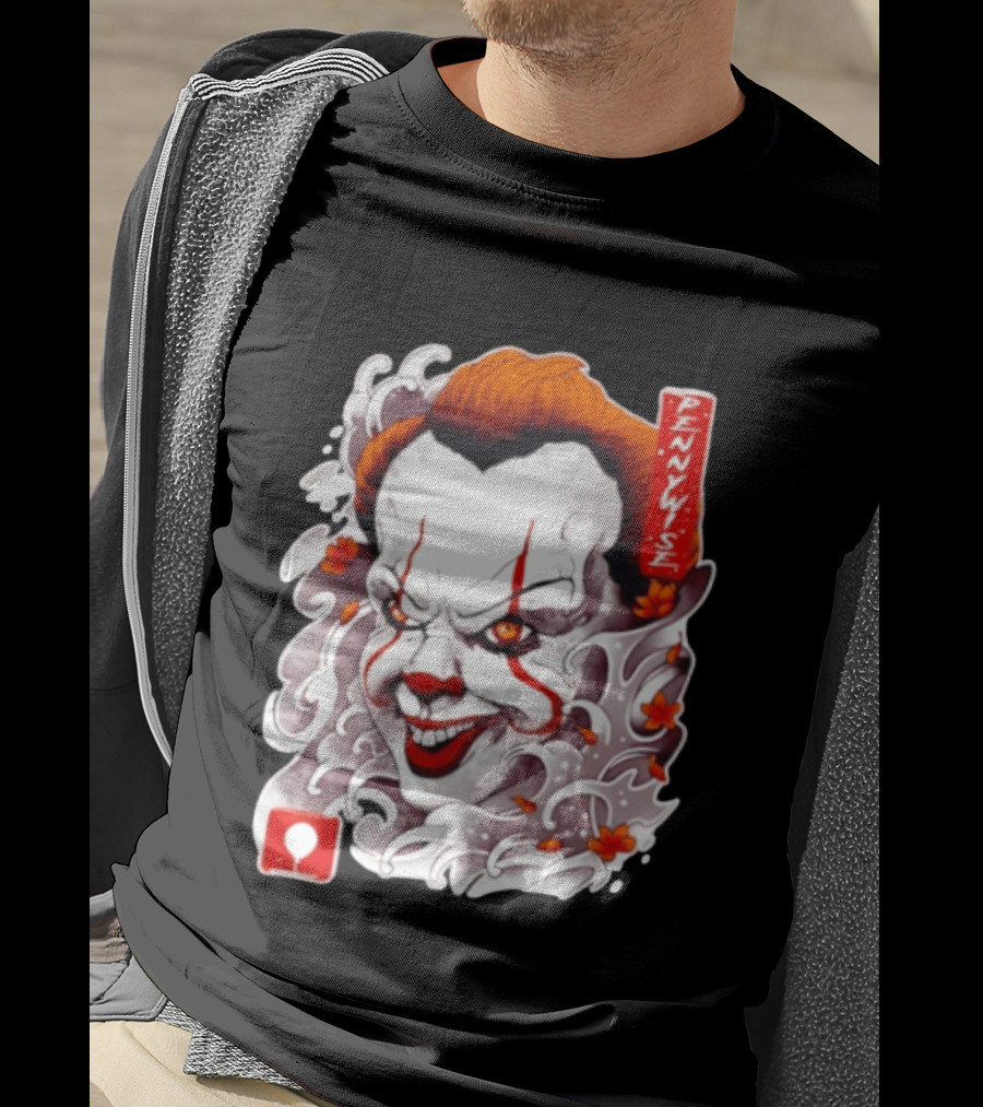 Pennywise Creepy Clown Big Head Horror It Movie Iconic Scary Face Balloon T-Shirt