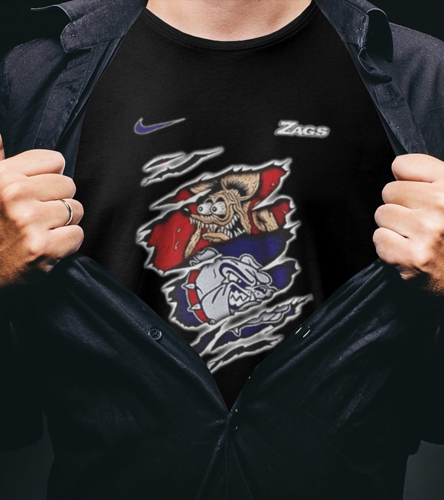 Gonzaga Bulldogs Rat Fink Nike Zags Built Not To Bow T-Shirt