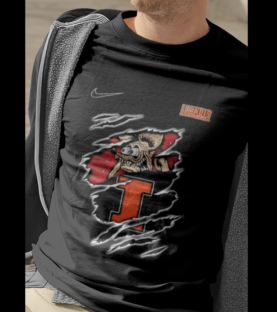 Nike Illinois Fighting Illini Rat Fink Built Not To Bow NCAA T-Shirt