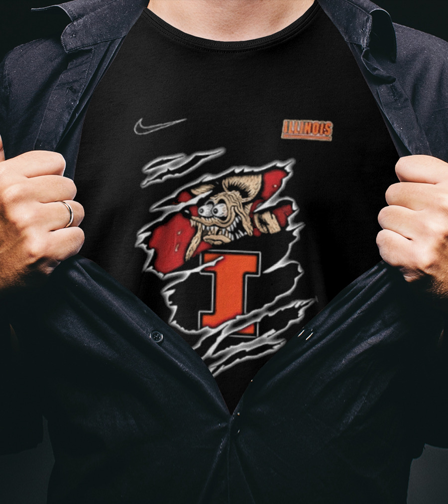 Nike Illinois Fighting Illini Rat Fink Built Not To Bow NCAA T-Shirt