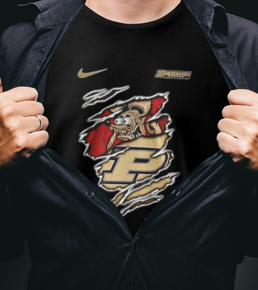 Nike Purdue Boilermakers Rat Fink Graphic NCAA Built To Not Bow T-Shirt