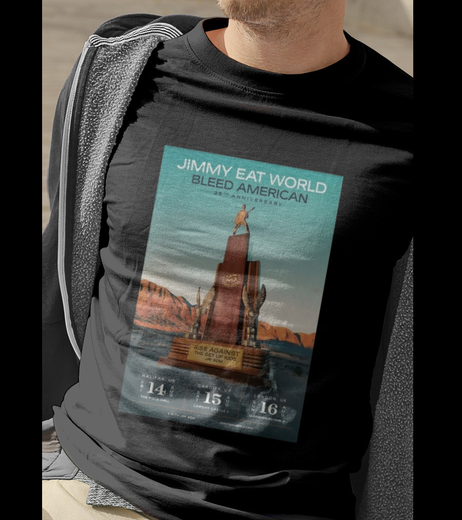 Jimmy Eat World Bleed American 25th Anniversary Aug 14 2026 The Piece Hall Halifax UK With Rise Against The Get Up Kids T-Shirt