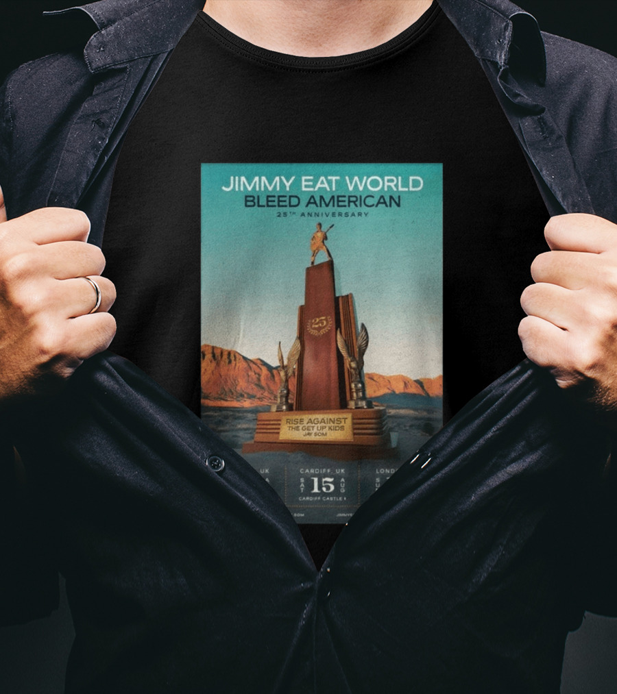 Jimmy Eat World Bleed American 25th Anniversary Aug 14 2026 The Piece Hall Halifax UK With Rise Against The Get Up Kids T-Shirt