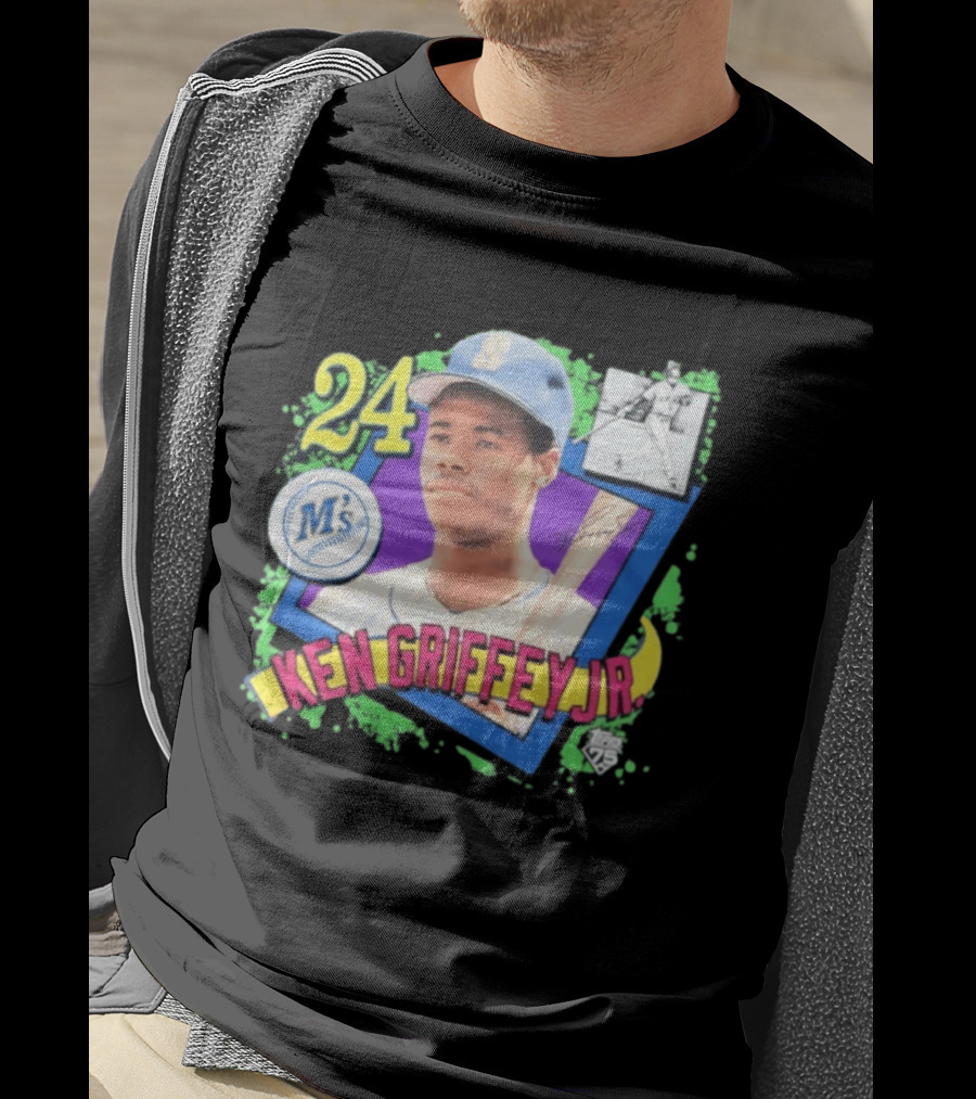 Ken Griffey Jr 24 Seattle Mariners Baseball Card Retro Topps 75 M's T-Shirt