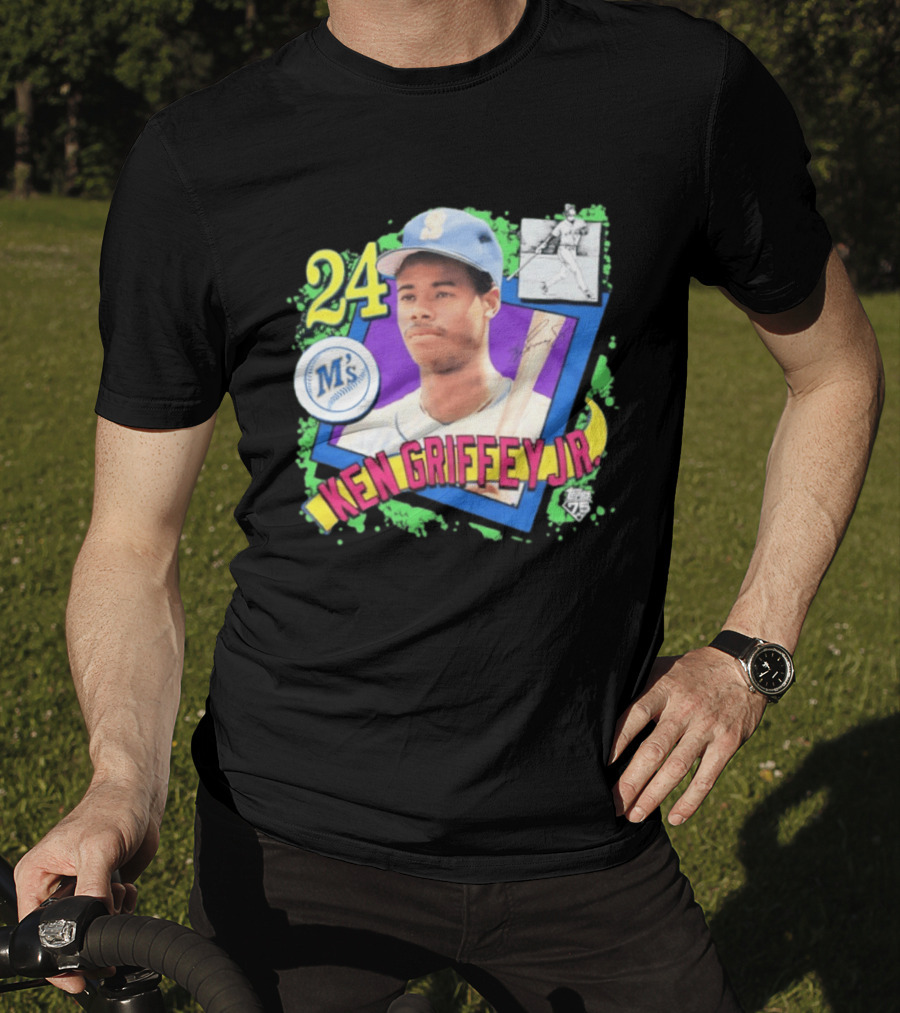 Ken Griffey Jr 24 Seattle Mariners Baseball Card Retro Topps 75 M's T-Shirt