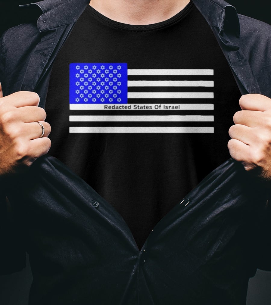 Redacted States Of Israel Flag With Stars And Stripes T-Shirt