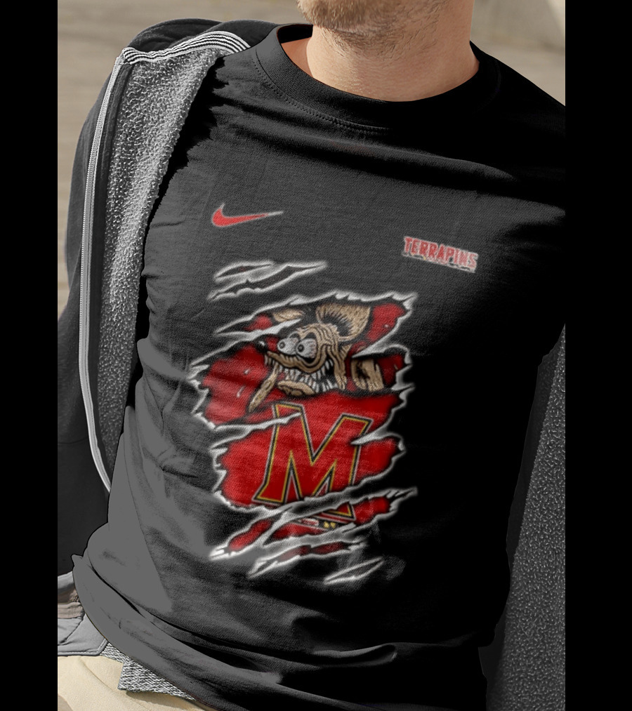Maryland Terrapins NCAA Rat Fink Built To Not Bow Nike Terrapins Rugged Ripped T-Shirt