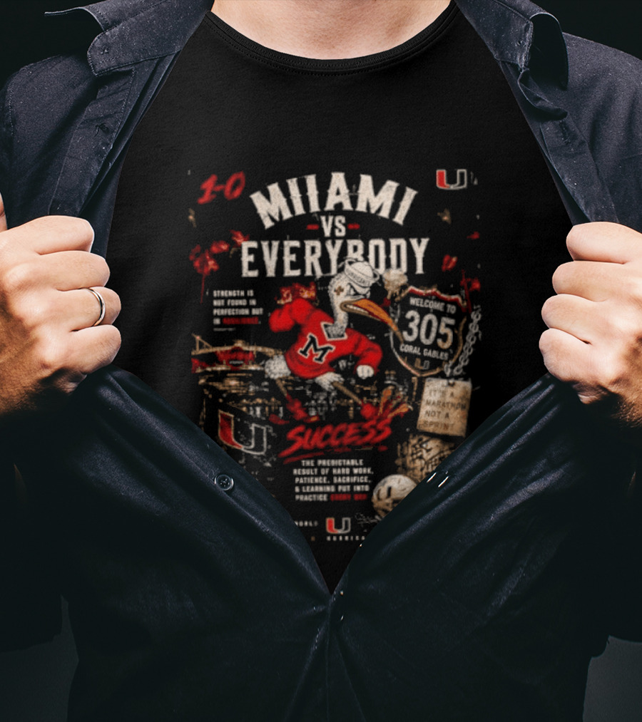 Miami Hurricanes 30 Vs Everybody 305 Swoosh Sebastian The Ibis Not A T-Shirt