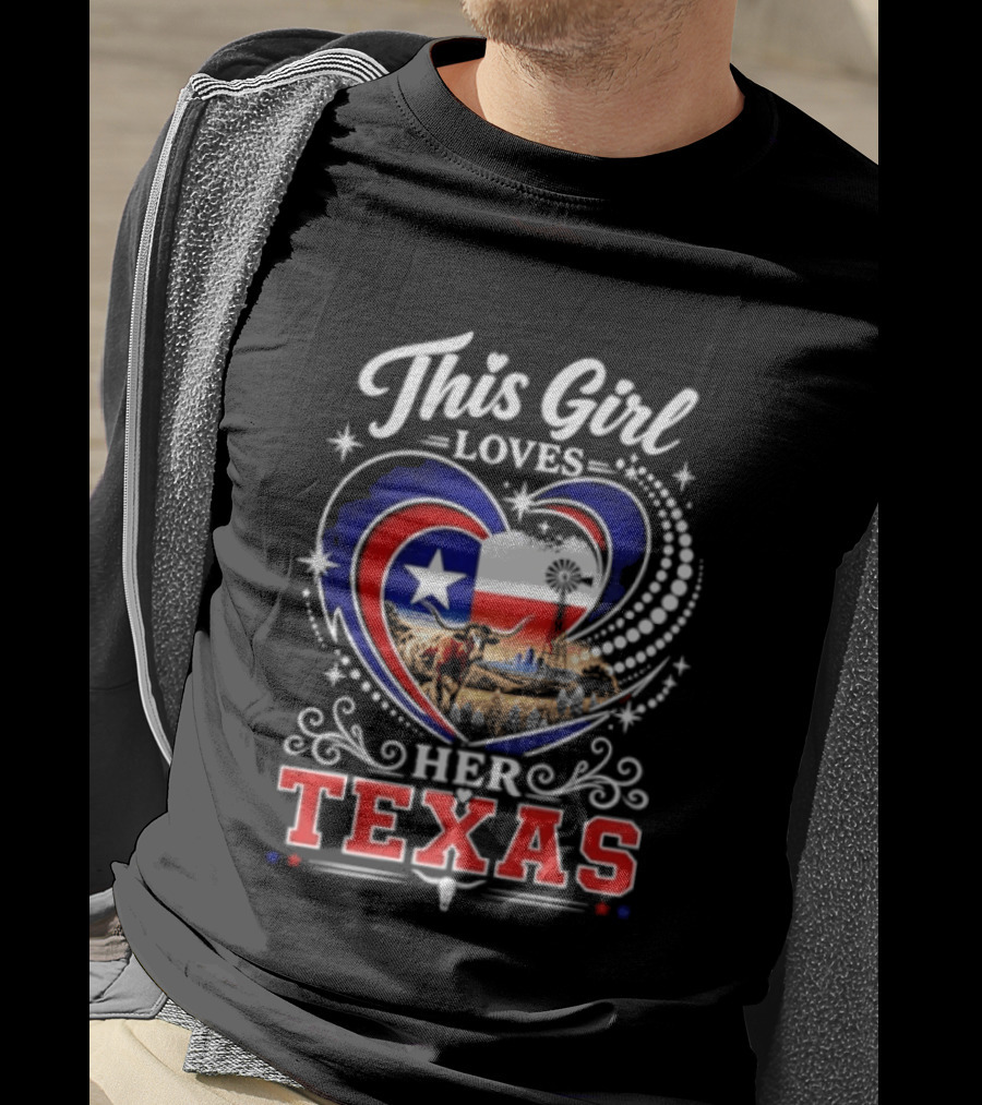 This Girl Loves Her Texas Star Heart Map T-Shirt