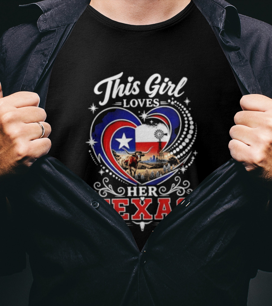 This Girl Loves Her Texas Star Heart Map T-Shirt