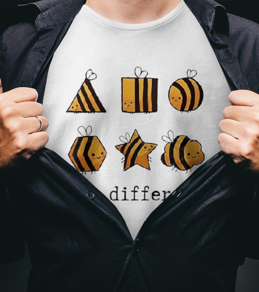 Bee Different Cartoon Bees Triangle Square Star Shapes T-Shirt
