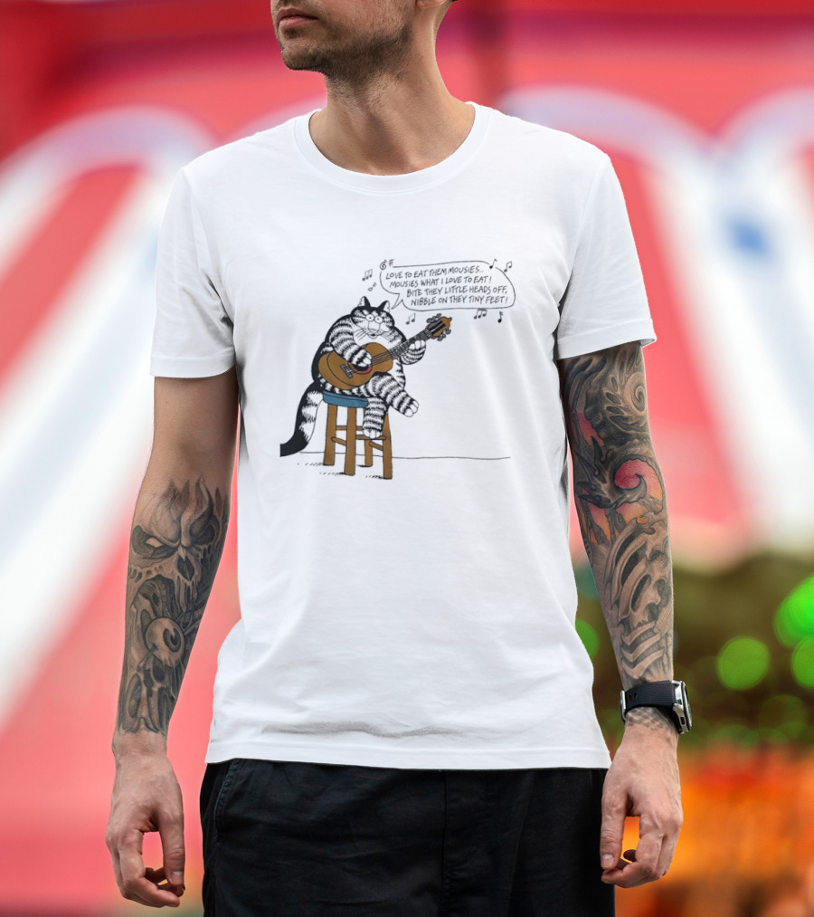 Cat Cartoon Love To Eat Them Mousies Bite Their Little Heads Off Melody T-Shirt