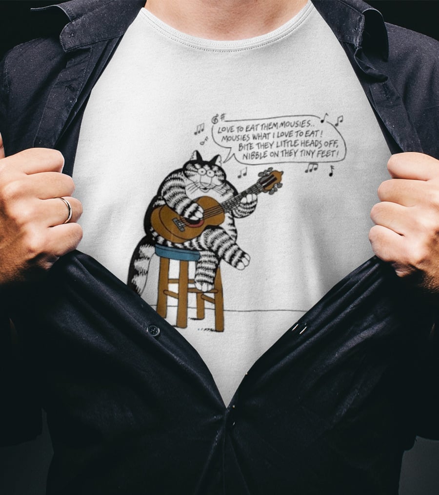 Cat Cartoon Love To Eat Them Mousies Bite Their Little Heads Off Melody T-Shirt