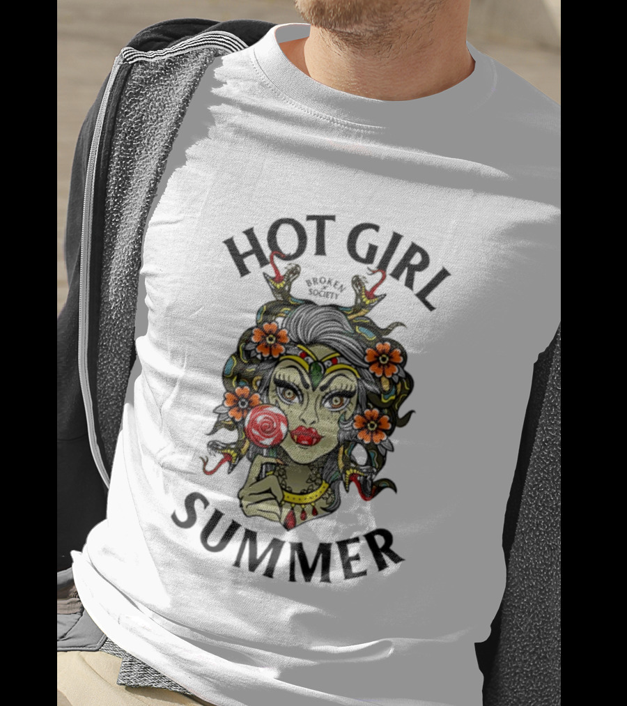 Hot Girl Summer Broken Society Tattoo Art Flowers T-Shirt