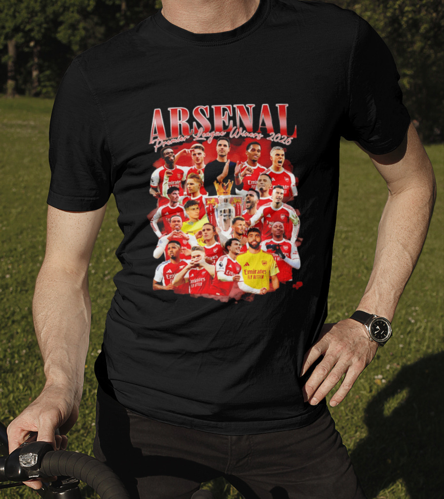 Arsenal Premier League Champions 2026 Celebratory Team Collage T-Shirt