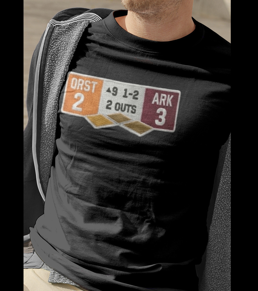 ORST 2 ARK 3 Scoreboard 9 1 2 2 Outs Baseball Patch T-Shirt