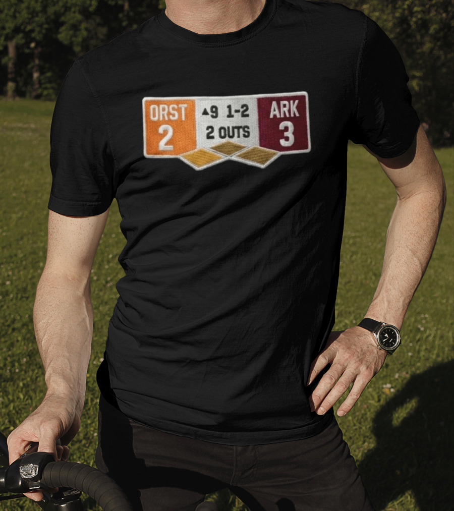 ORST 2 ARK 3 Scoreboard 9 1 2 2 Outs Baseball Patch T-Shirt