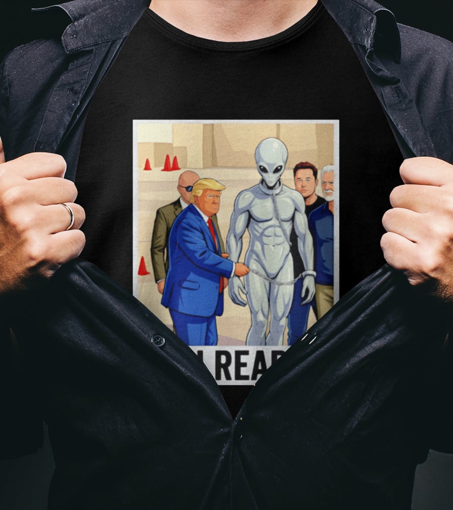 Trump Alien Encounter You Ready Scene With Notable Figures T-Shirt