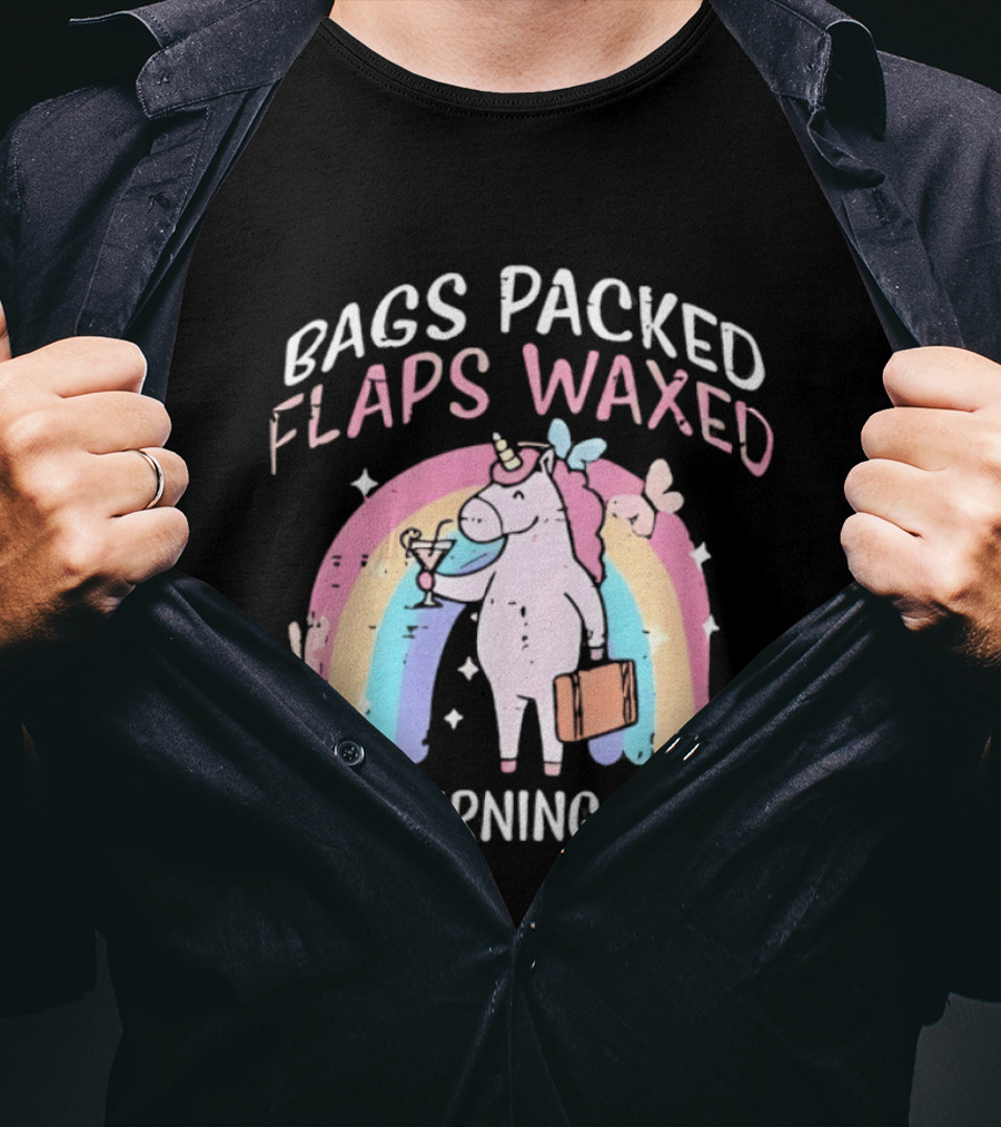 Bags Packed Flaps Waxed No Turning Back Unicorn Rainbow Adventure T-Shirt