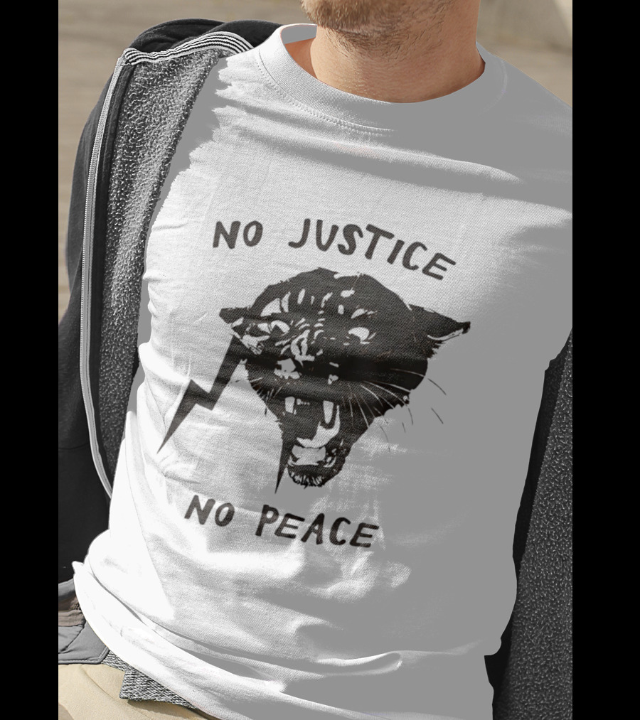 No Justice No Peace Black Panther Roaring Face T-Shirt