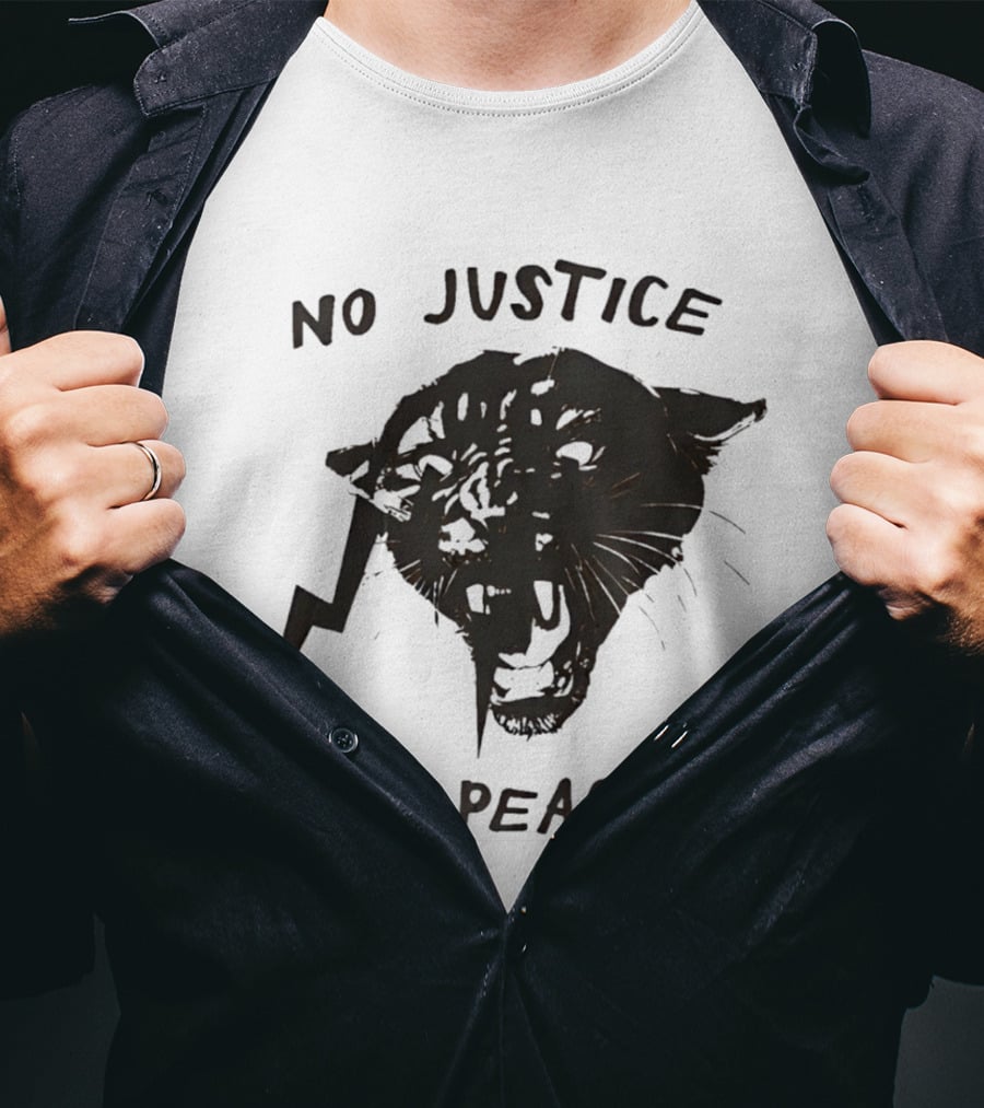 No Justice No Peace Black Panther Roaring Face T-Shirt