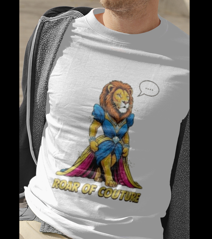 Roar Of Couture Elegant Lion In Royal Blue Gown T-Shirt