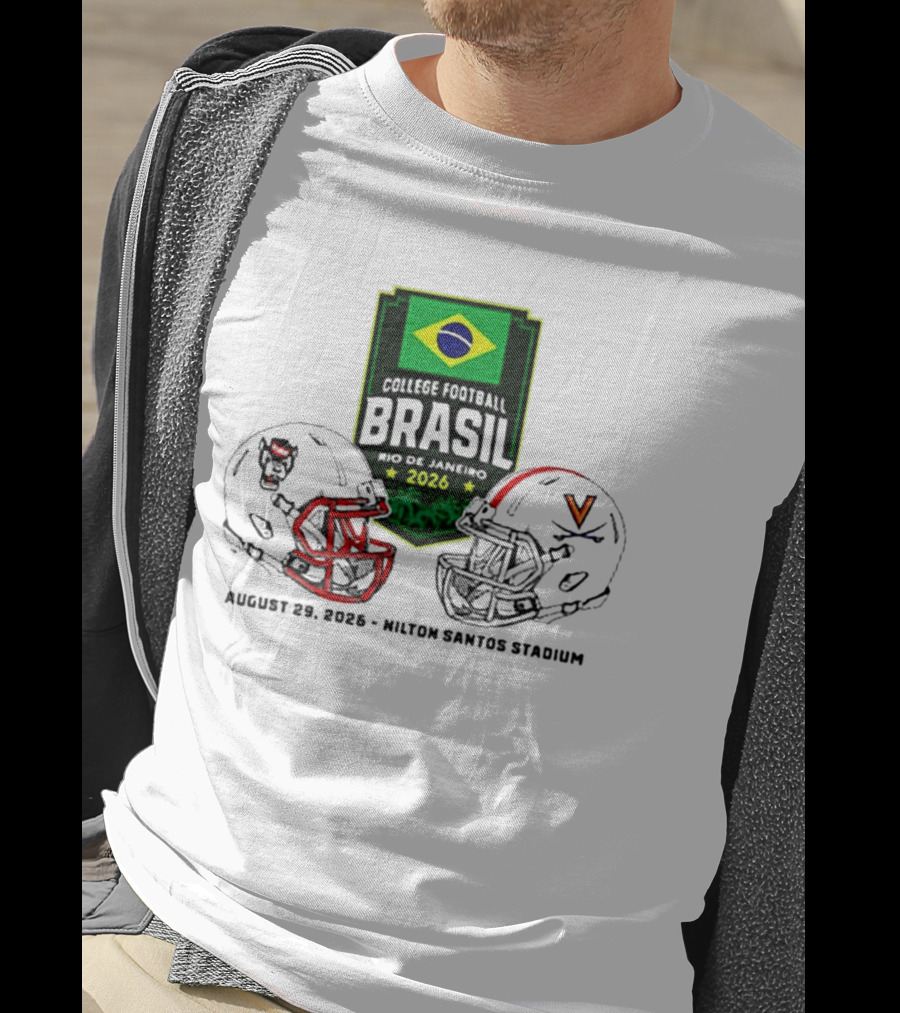NC State Wolfpack Vs Virginia Cavaliers Brasil College Football Rio Game 2026 Hilton Santos Stadium August 30 T-Shirt