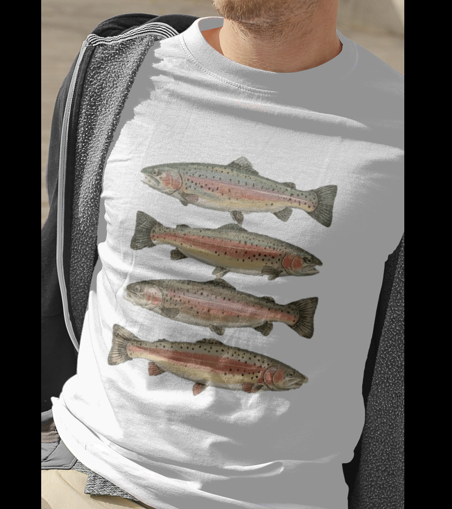 Rainbow Trout River Beauty Fish Stack Vibrant Nature Scene T-Shirt