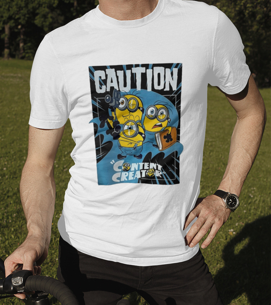 Caution Minions Content Creator Fun T-Shirt