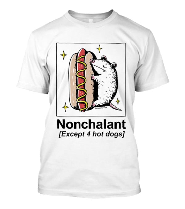 Mouse Hugging Hot Dog Nonchalant Except 4 Hot Dogs T-Shirt