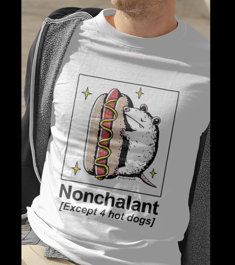 Mouse Hugging Hot Dog Nonchalant Except 4 Hot Dogs T-Shirt